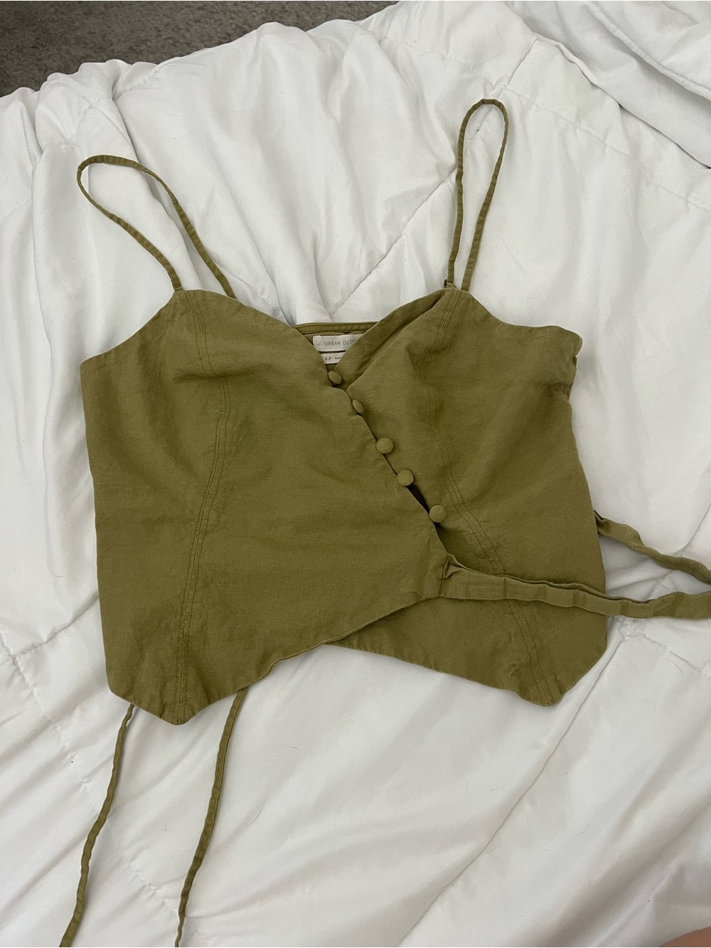 Urban Outfitters Olive Wrap Cami with Button Front